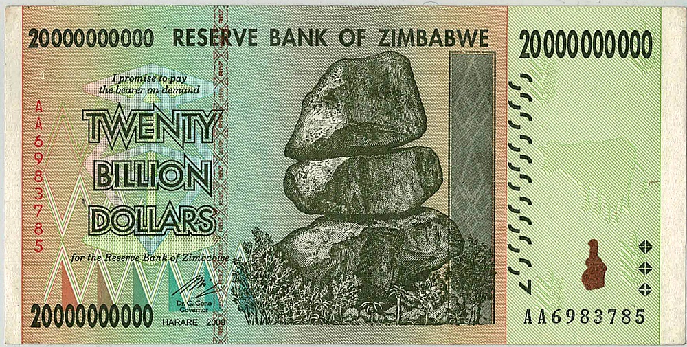 Zimbabwe, 20 000 000 000 dollars 2008
